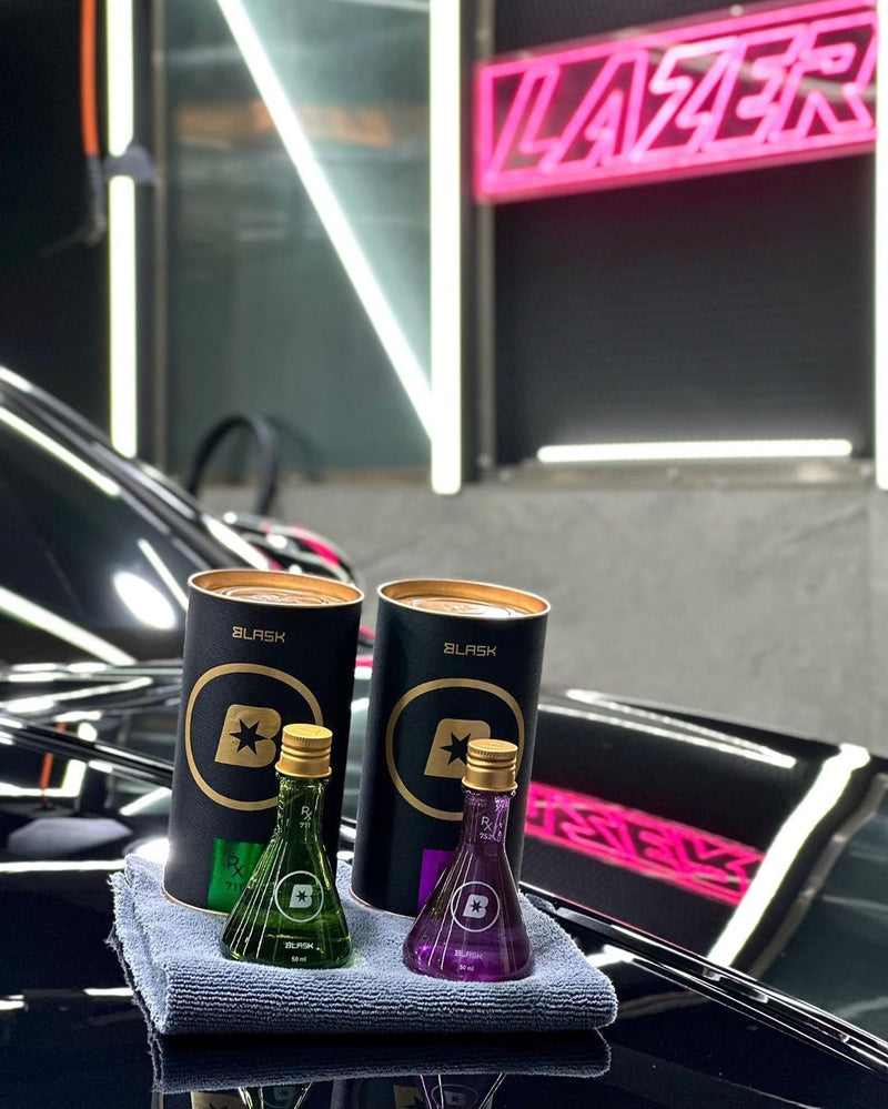 blask ceramic coating products on top of a vehicle hood